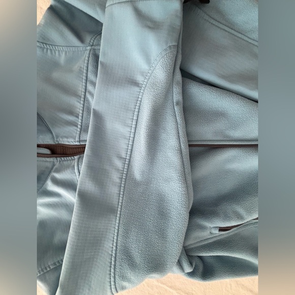 Lands End Women’s Full Zip Mock Neck Zipper Pocket Fleece Windcheck Jacket L - Picture 4 of 11